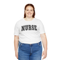 Load image into Gallery viewer, Classic Collegiate Nurse T-Shirt | Black Text Print
