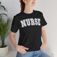 Load image into Gallery viewer, Classic Collegiate Nurse T-Shirt | White Text Print
