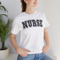 Load image into Gallery viewer, Classic Collegiate Nurse T-Shirt | Black Text Print
