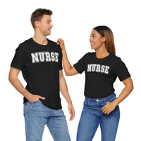 Load image into Gallery viewer, Classic Collegiate Nurse T-Shirt | White Text Print
