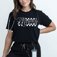 Load image into Gallery viewer, Checkered Nurse T-Shirt
