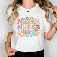 Load image into Gallery viewer, Flower Power Groovy Nurse T-Shirt
