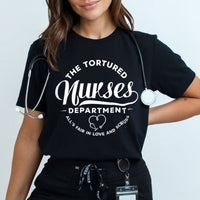 Load image into Gallery viewer, The Tortured Nurses Department T-Shirt | White Text
