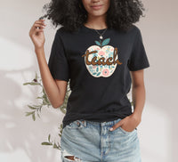 Load image into Gallery viewer, Blooming Minds Teach: Floral Apple Graphic Tee for Teachers
