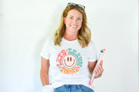 Load image into Gallery viewer, &quot;Let’s Learn Today&quot; Retro Smiley Teacher T-Shirt
