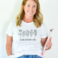 Load image into Gallery viewer, &quot;Helping Little Minds Grow&quot; Floral Teacher T-Shirt | Comfort &amp; Inspiration for Educators
