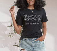Load image into Gallery viewer, &quot;Helping Little Minds Grow&quot; Floral Teacher T-Shirt | Comfort &amp; Inspiration for Educators
