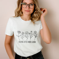 Load image into Gallery viewer, &quot;Helping Little Minds Grow&quot; Floral Teacher T-Shirt | Comfort &amp; Inspiration for Educators
