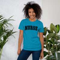 Load image into Gallery viewer, Classic Collegiate Nurse T-Shirt | Black Text Print
