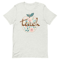Load image into Gallery viewer, Blooming Minds Teach: Floral Apple Graphic Tee for Teachers
