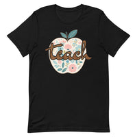 Load image into Gallery viewer, Blooming Minds Teach: Floral Apple Graphic Tee for Teachers
