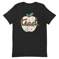 Load image into Gallery viewer, Blooming Minds Teach: Floral Apple Graphic Tee for Teachers
