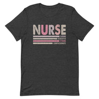 Load image into Gallery viewer, Nurse T-Shirt – Caring, Dedicated, Strong &amp; Compassionate

