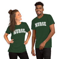 Load image into Gallery viewer, Classic Collegiate Nurse T-Shirt | White Text Print
