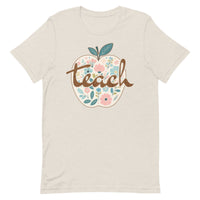 Load image into Gallery viewer, Blooming Minds Teach: Floral Apple Graphic Tee for Teachers
