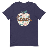 Load image into Gallery viewer, Blooming Minds Teach: Floral Apple Graphic Tee for Teachers
