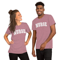 Load image into Gallery viewer, Classic Collegiate Nurse T-Shirt | White Text Print
