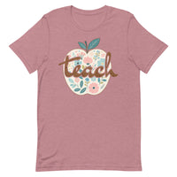 Load image into Gallery viewer, Blooming Minds Teach: Floral Apple Graphic Tee for Teachers
