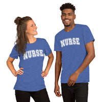 Load image into Gallery viewer, Classic Collegiate Nurse T-Shirt | White Text Print
