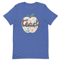 Load image into Gallery viewer, Blooming Minds Teach: Floral Apple Graphic Tee for Teachers
