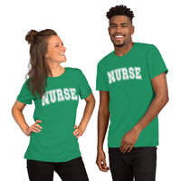 Load image into Gallery viewer, Classic Collegiate Nurse T-Shirt | White Text Print
