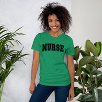 Load image into Gallery viewer, Classic Collegiate Nurse T-Shirt | Black Text Print
