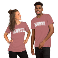 Load image into Gallery viewer, Classic Collegiate Nurse T-Shirt | White Text Print
