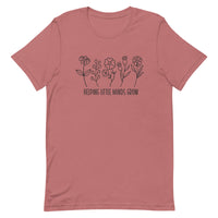 Load image into Gallery viewer, &quot;Helping Little Minds Grow&quot; Floral Teacher T-Shirt | Comfort &amp; Inspiration for Educators

