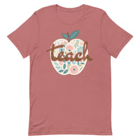 Load image into Gallery viewer, Blooming Minds Teach: Floral Apple Graphic Tee for Teachers

