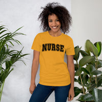 Load image into Gallery viewer, Classic Collegiate Nurse T-Shirt | Black Text Print
