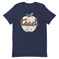Load image into Gallery viewer, Blooming Minds Teach: Floral Apple Graphic Tee for Teachers
