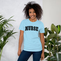 Load image into Gallery viewer, Classic Collegiate Nurse T-Shirt | Black Text Print
