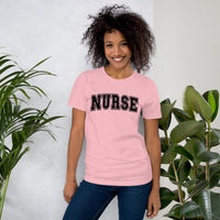 Load image into Gallery viewer, Classic Collegiate Nurse T-Shirt | Black Text Print
