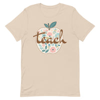 Load image into Gallery viewer, Blooming Minds Teach: Floral Apple Graphic Tee for Teachers
