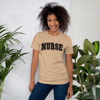 Load image into Gallery viewer, Classic Collegiate Nurse T-Shirt | Black Text Print
