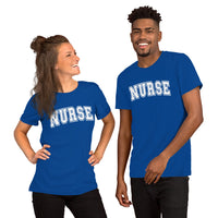 Load image into Gallery viewer, Classic Collegiate Nurse T-Shirt | White Text Print
