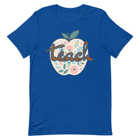 Load image into Gallery viewer, Blooming Minds Teach: Floral Apple Graphic Tee for Teachers
