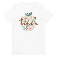 Load image into Gallery viewer, Blooming Minds Teach: Floral Apple Graphic Tee for Teachers
